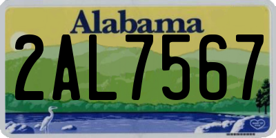 AL license plate 2AL7567
