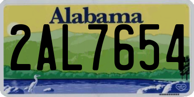 AL license plate 2AL7654