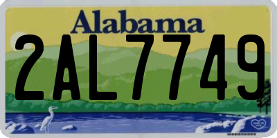 AL license plate 2AL7749