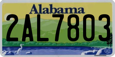 AL license plate 2AL7803