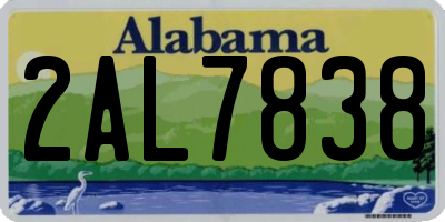AL license plate 2AL7838