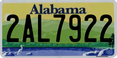 AL license plate 2AL7922