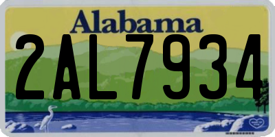 AL license plate 2AL7934