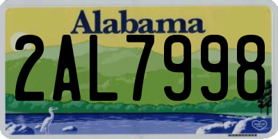 AL license plate 2AL7998