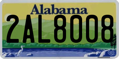 AL license plate 2AL8008