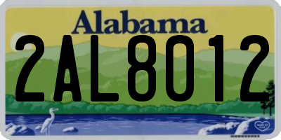 AL license plate 2AL8012