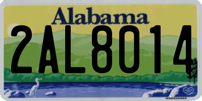 AL license plate 2AL8014