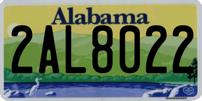 AL license plate 2AL8022
