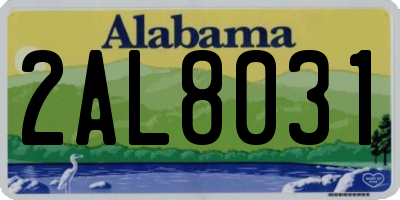 AL license plate 2AL8031