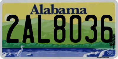 AL license plate 2AL8036