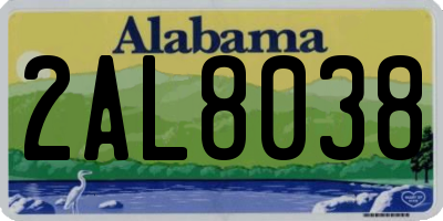 AL license plate 2AL8038