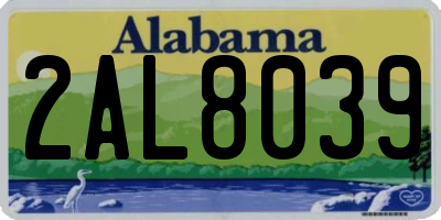 AL license plate 2AL8039