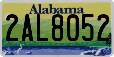 AL license plate 2AL8052