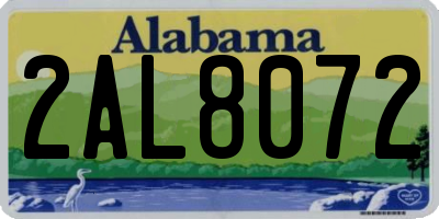 AL license plate 2AL8072