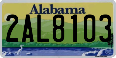 AL license plate 2AL8103