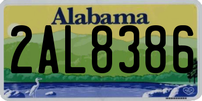 AL license plate 2AL8386