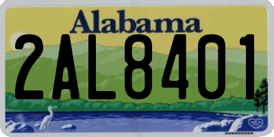 AL license plate 2AL8401