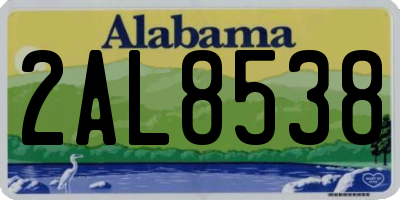 AL license plate 2AL8538