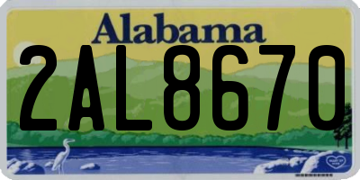 AL license plate 2AL8670