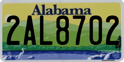 AL license plate 2AL8702