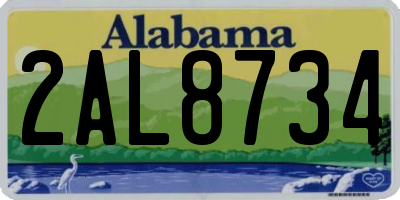 AL license plate 2AL8734