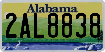 AL license plate 2AL8838