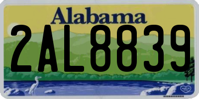 AL license plate 2AL8839