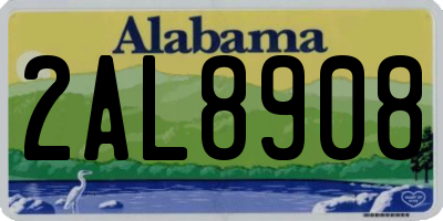 AL license plate 2AL8908