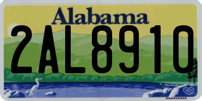 AL license plate 2AL8910