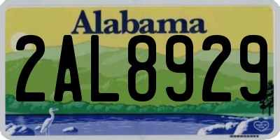 AL license plate 2AL8929