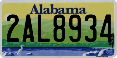 AL license plate 2AL8934