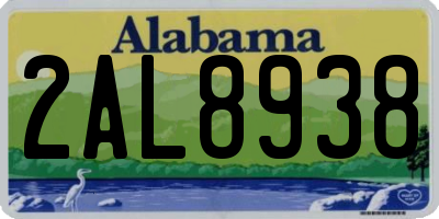AL license plate 2AL8938
