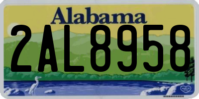 AL license plate 2AL8958