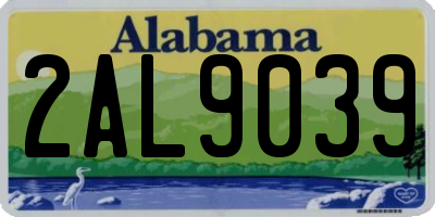 AL license plate 2AL9039