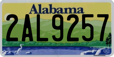 AL license plate 2AL9257
