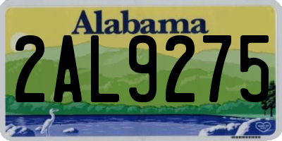 AL license plate 2AL9275