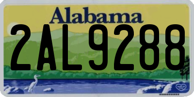AL license plate 2AL9288