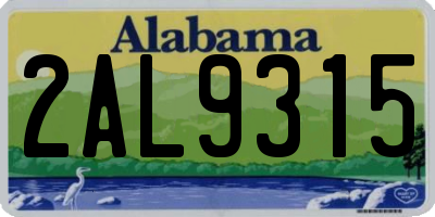 AL license plate 2AL9315