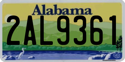 AL license plate 2AL9361