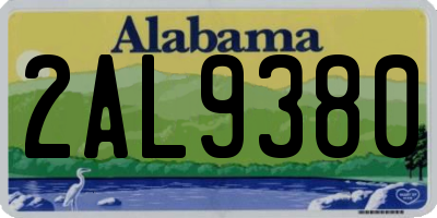 AL license plate 2AL9380
