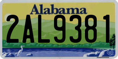 AL license plate 2AL9381