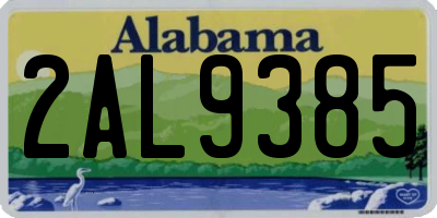 AL license plate 2AL9385