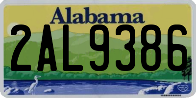 AL license plate 2AL9386