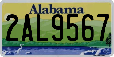 AL license plate 2AL9567