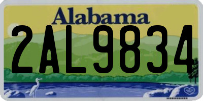 AL license plate 2AL9834