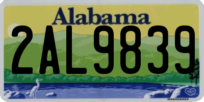 AL license plate 2AL9839