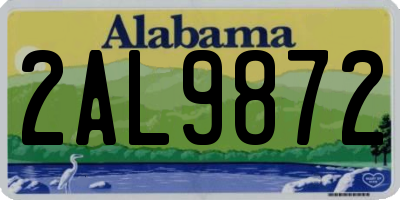 AL license plate 2AL9872