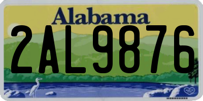 AL license plate 2AL9876