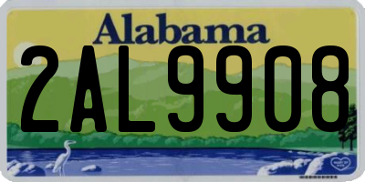 AL license plate 2AL9908