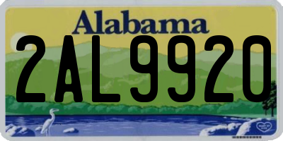 AL license plate 2AL9920